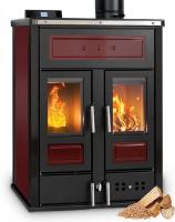 Klover BI-FIRE MID Hybrid Kombi Kaminofen Holz Pellet wasserführend Stahl bordeaux 27,4 kw